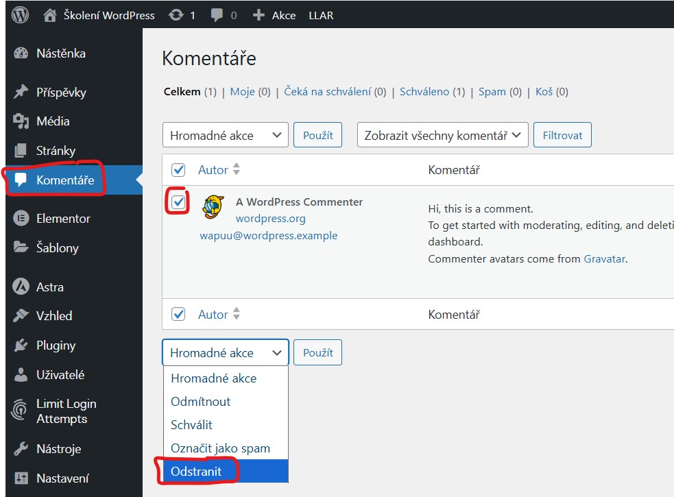 komentare-wordpress Komentáře - jak se zorientovat v administraci - WordPress