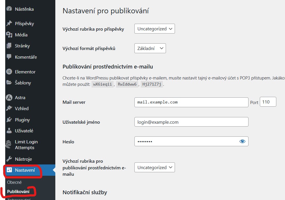 nastaveni-publikovani Nastavení - Publikování - WordPress úvodní nastavení - jak se zorientovat v administraci