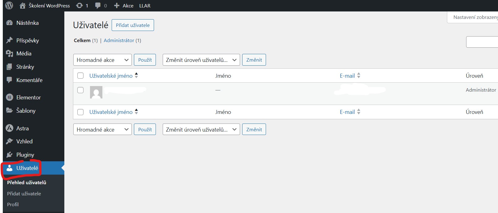 uzivatele-wordpress Uživatelé - WordPress úvodní nastavení - jak se zorientovat v administraci